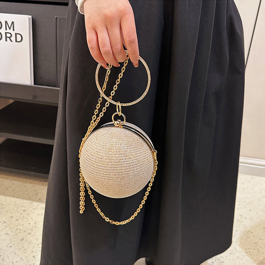Tas Pesta Wanita Elegan Model Bulat Fashion Tas Tangan Dinner Mewah Bisa Jadi Tas Selempang