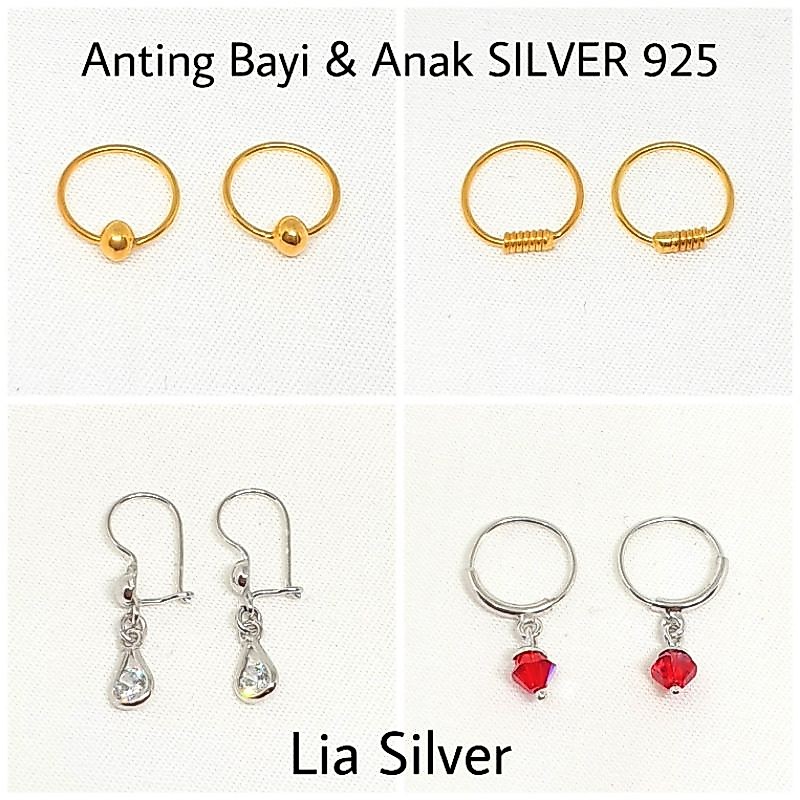 Anting Bayi & Anak SILVER 925 - Perak Lapis Emas Kuning & Putih