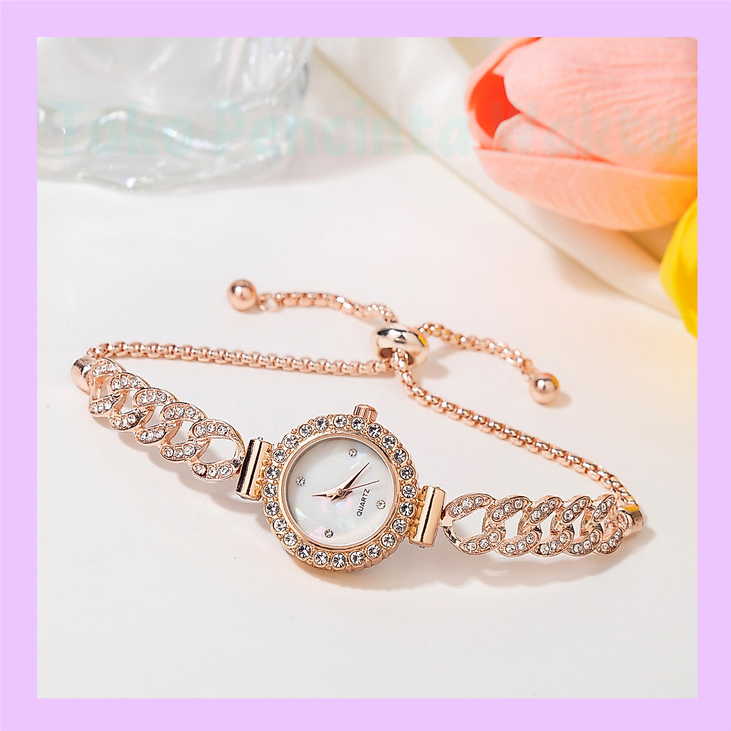 Jam Tangan Cewek RANTAI SERUT Oval Mini & BUNGA Terbaru,jam tangan cewek,Jam Tangan SERUT,jam tangan