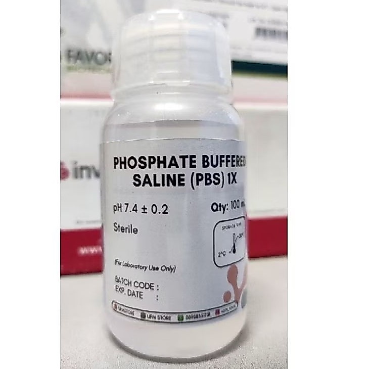 Phosphate buffered saline/PBS 1x, steril, pH 7,4 - harga per botol 100ml