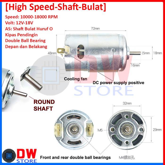 Dinamo DC Motor RS-895 895 12V 15V 18V 24V High Speed RPM Power Torque - High-Bulat