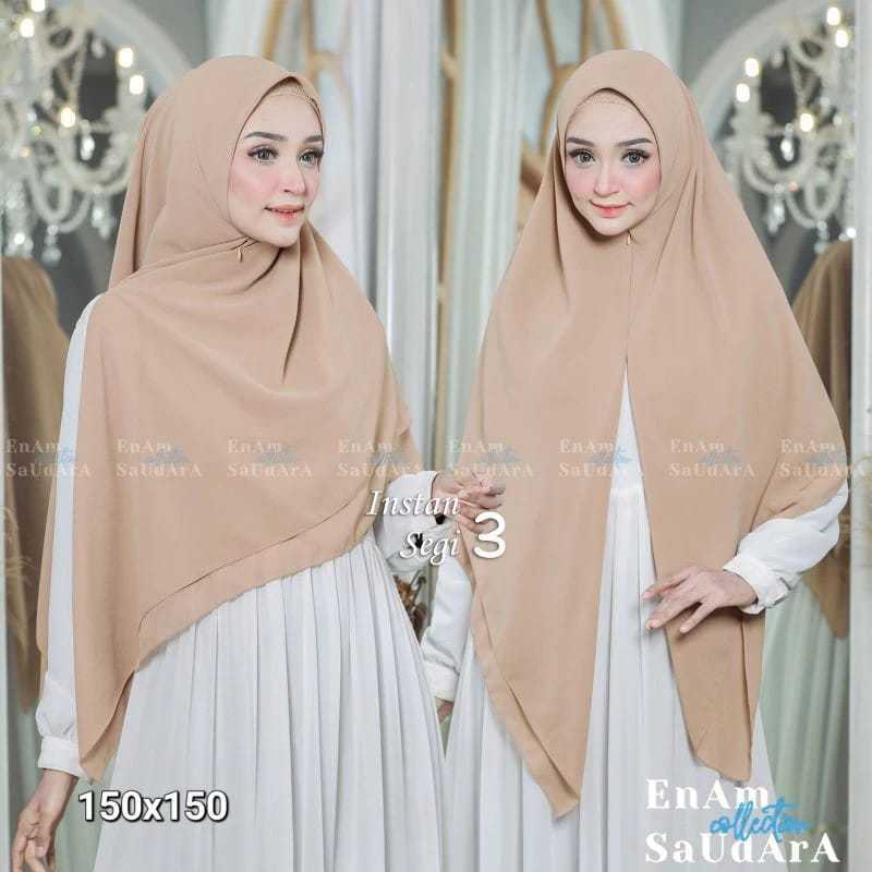 Hijab Syar"i Instan Segitiga Jumbo Zipper  Jibab Resleting Ceruty Premium