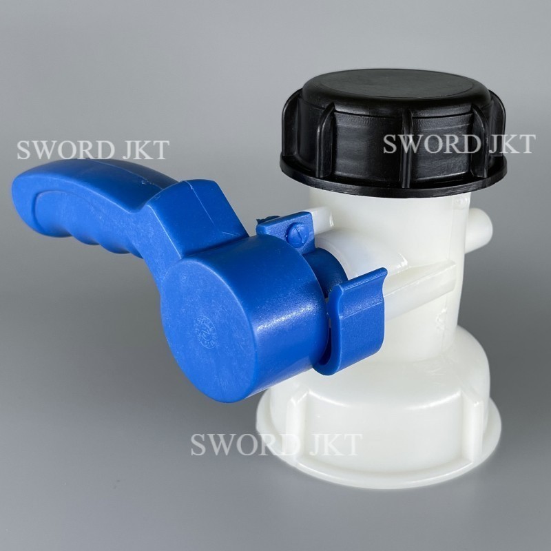 DN40 Kran Tangki IBC 1000L Keran Tandon Air Toren Adapter Valve 2 Inch To 2 3 Inch Kran Drum Kontain