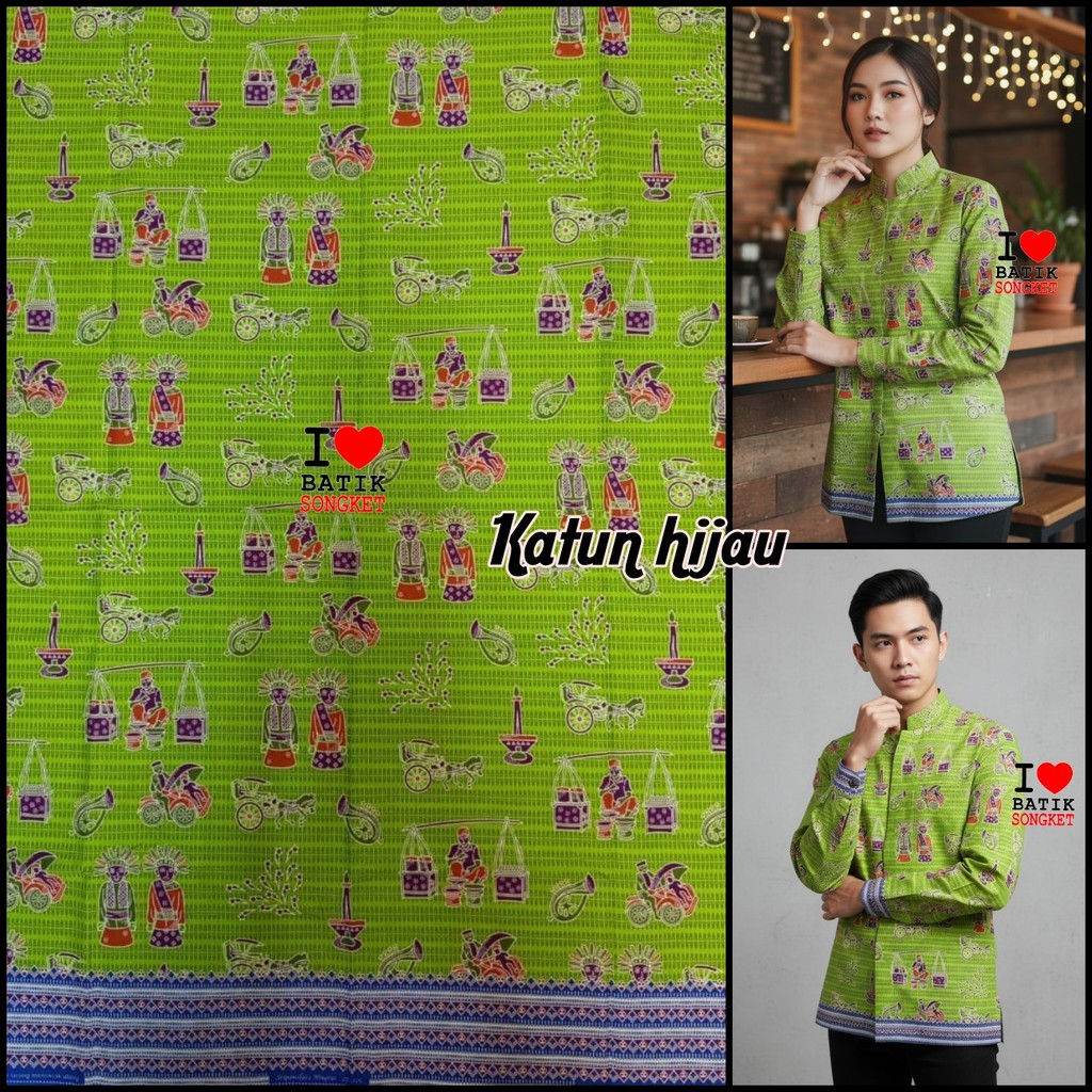 KATUN ONDEL PREMIUM MOTIF 13 HIJAU IJO ZAMRUD LUMUT DAUN BOTOL ARMY OLIVE MINT JADE FOREST EMERALD B