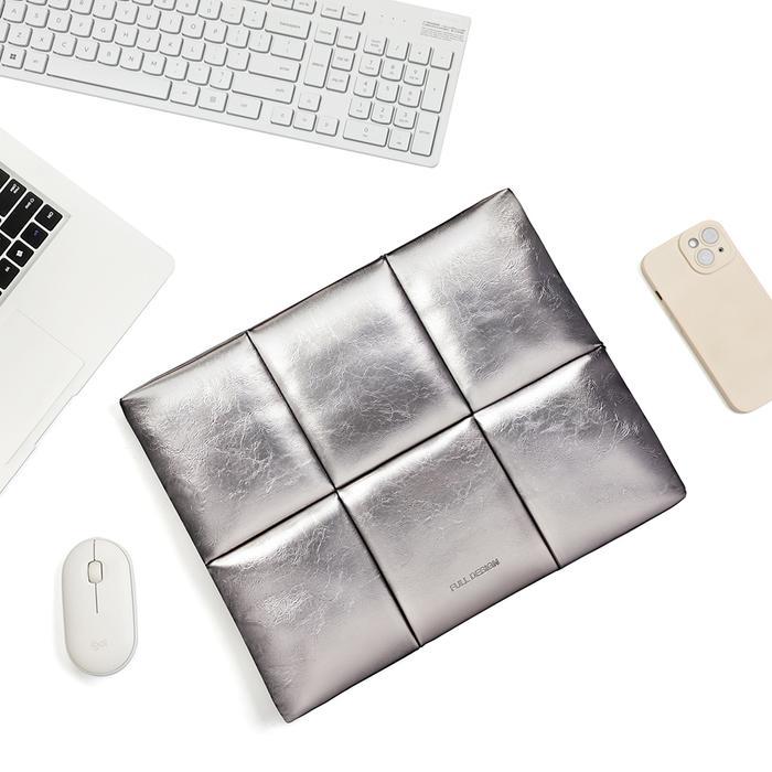 FULL DESIGN Rock 14inci Puffy Tas Laptop Sleeve - Sliver