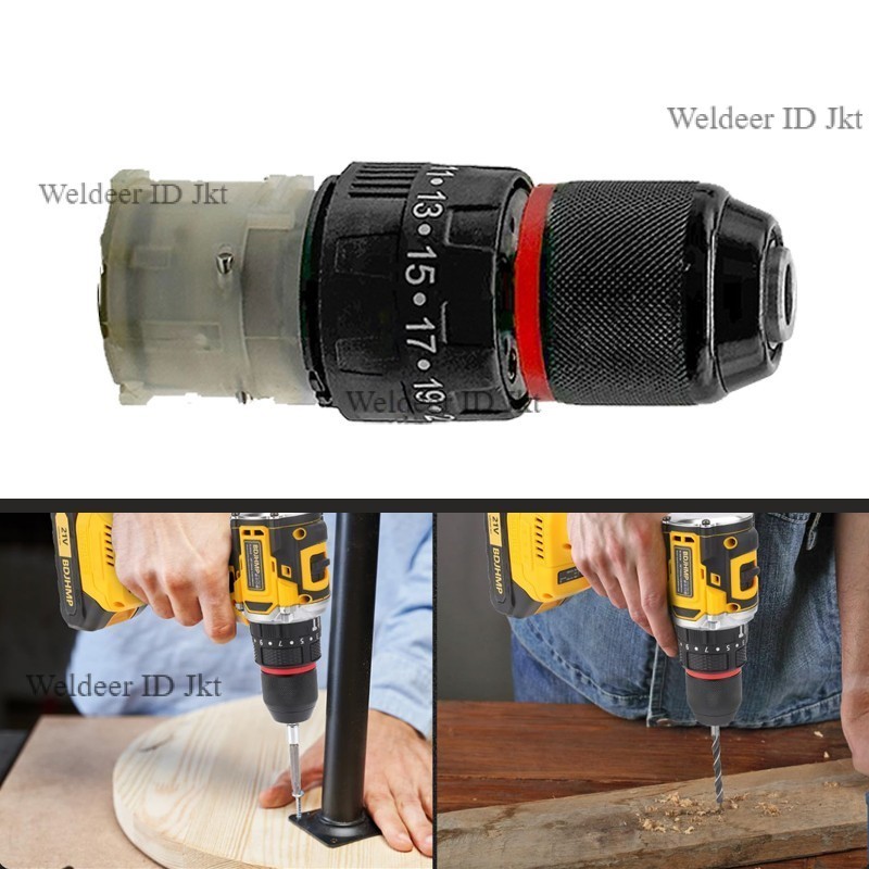 Perakitan Gearbox Bor Listrik Cordless Kepala Chuck Bor Baterai Pengunci Otomatis Suku Cadang Pengga