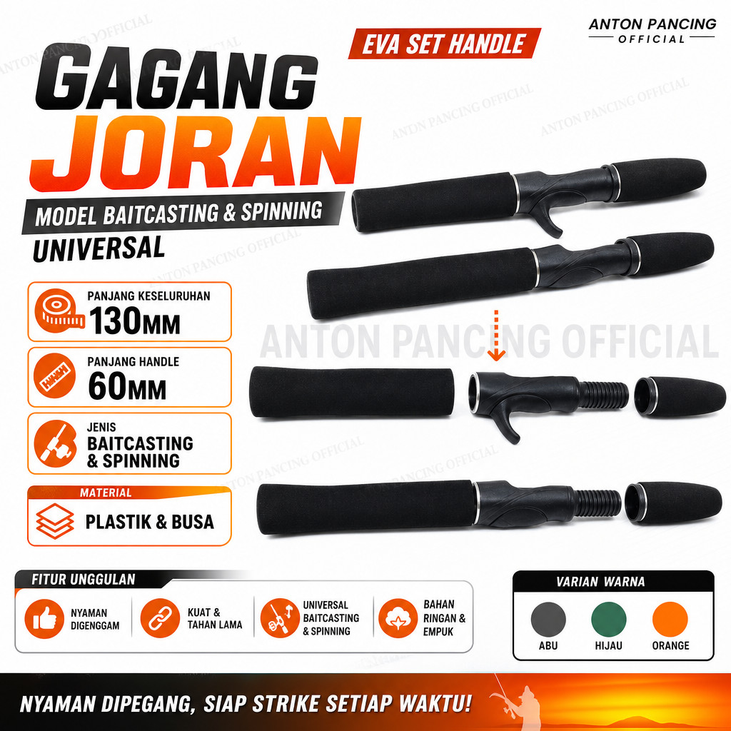 Gagang Joran Pancing Eva Set Joran Model Baitcasting,Spinning Universal
