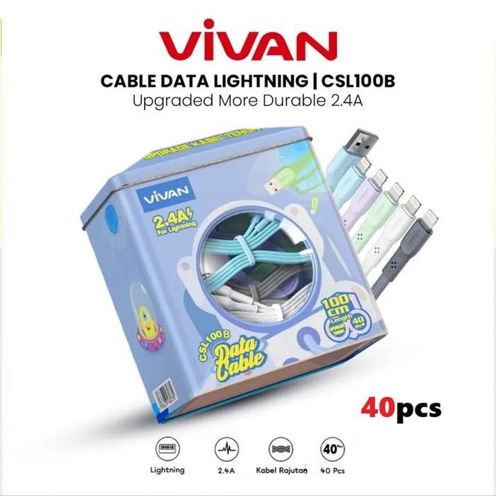 Kabel Data Vivan CSL100 For Iphone Cable Data (1 Toples ini 40 Pcs)