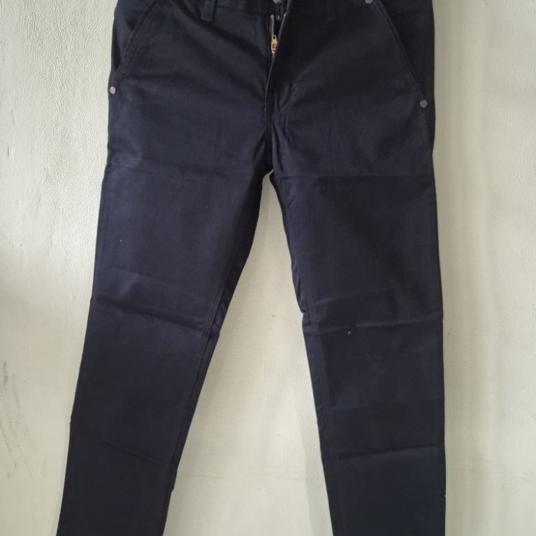 celana chinos pria bageler denim series dark navy vintage style
