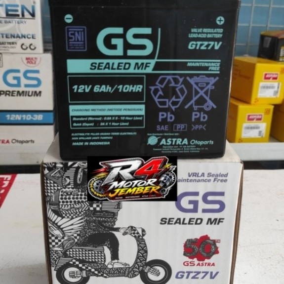 AKI KERING SEPEDA MOTOR GTZ7V GS ASTRA 6 Ah ORIGINAL