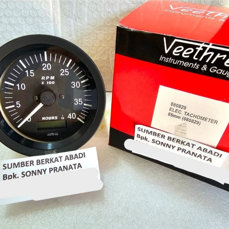 VEETHREE 080829 MPU HOURS AND TACHOMETER 0 - 4000 RPM 85MM WITH LCD - 12V 24V - GENUINE
