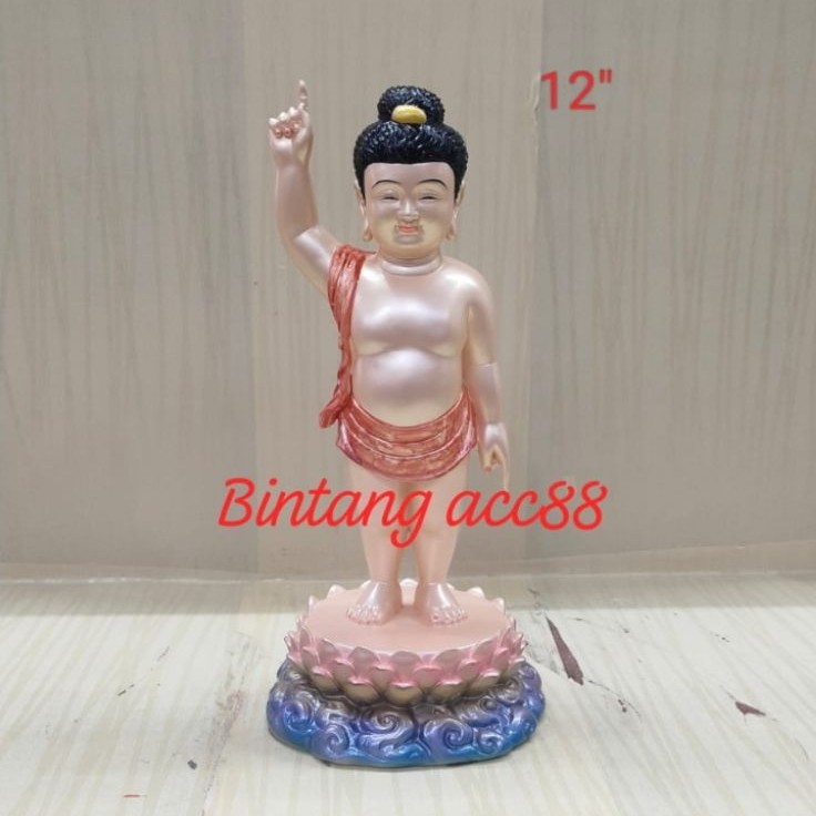 patung buddha kecil / buddha berdiri / yi fo - fiber - 12inch