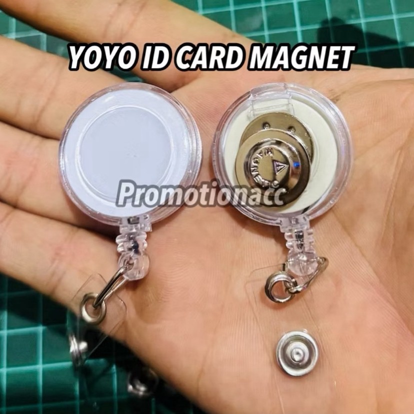 Gantungan ID Card Yoyo Magnet / Yoyo Magnet / Yoyo ID Card Name Tag Magnet Plus Logo Custom atau Pol