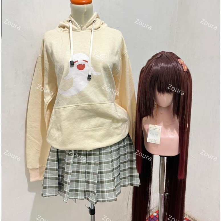 Fullset Hu Tao daily + wig M zigzag Hutao Costume Cosplay