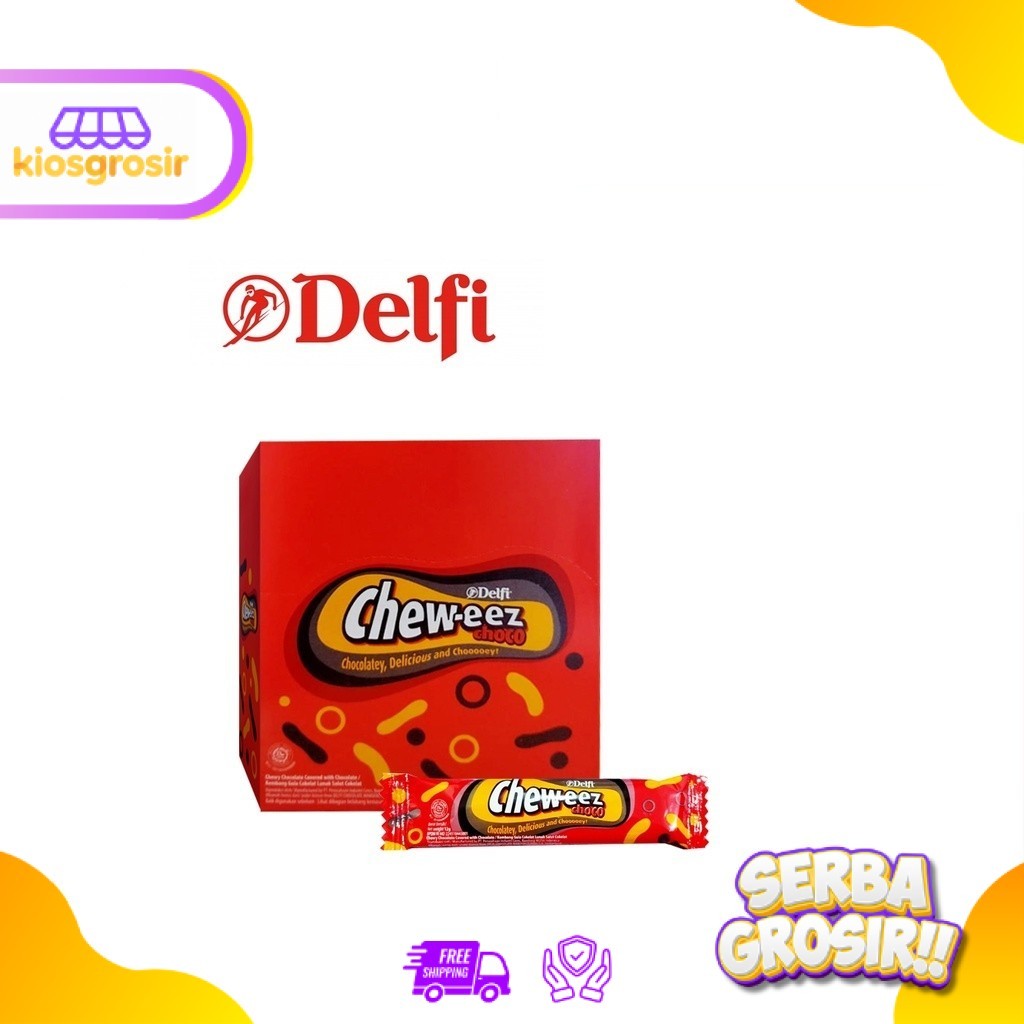 KIOSGROSIR Delfi Cheweez Chew -ezz Chewezz Long Choco Coklat Cokelat 20 pcs 10 gr BOX