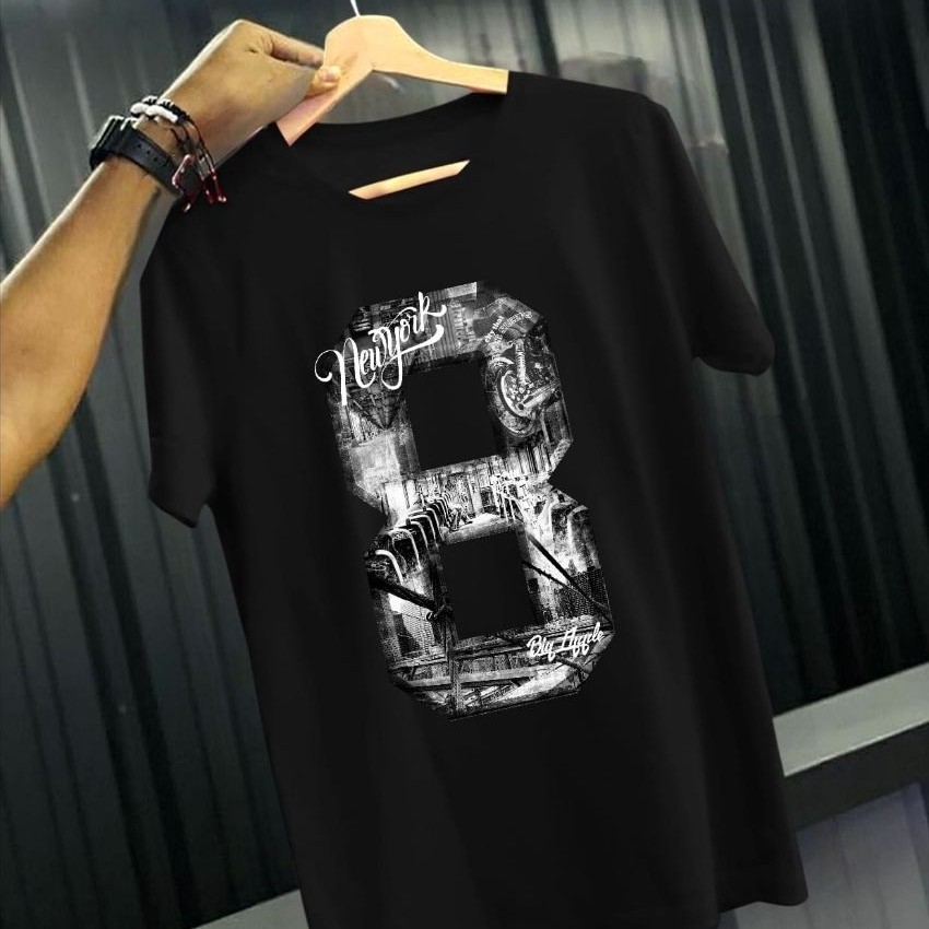 kaos pria angka 8 Premium dengan bahan katun Adem