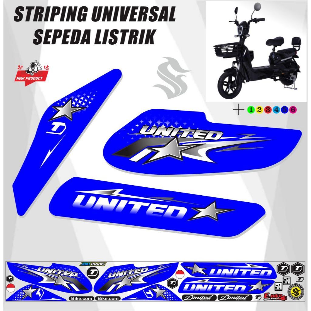 STICKER UNITED SEPEDAH LISTRIK / STIKER E-BIKE