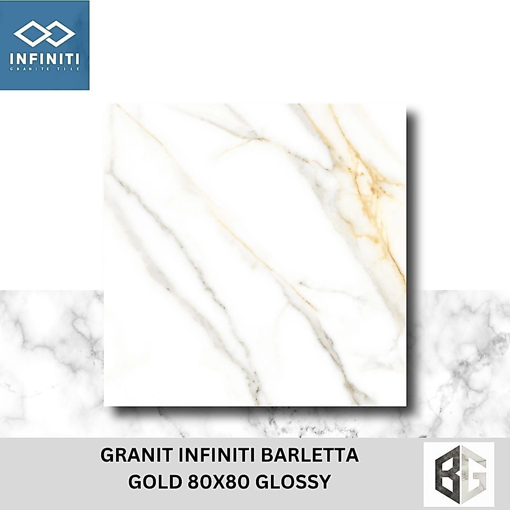 Granit Lantai Infiniti Barleta Gold 80x80 Glossy Motif Marmer