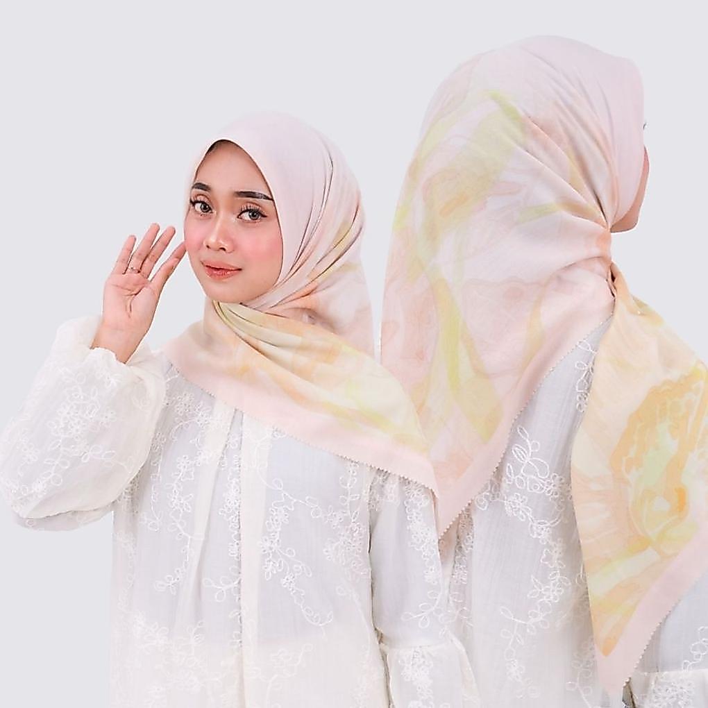 Naylareza Hijab Ruwa Bloom Series Jilbab Motif Eksklusif Kerudung Segi Empat Hijab Scarf Bahan Voal 