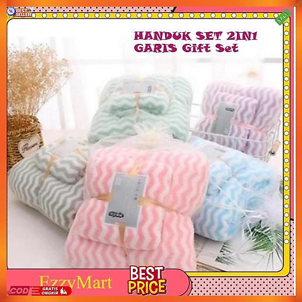 EZZYMART HANDUK SET 2IN1 GARIS Gift Set Handuk Lembut Handuk Microfiber 2in1 [AC1]