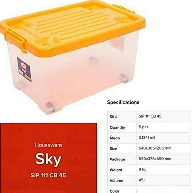 TERLARIS CONTAINER BOX PLASTIK RODA SHINPO SIP 111 SKY CONTAINER CB45 CB 45