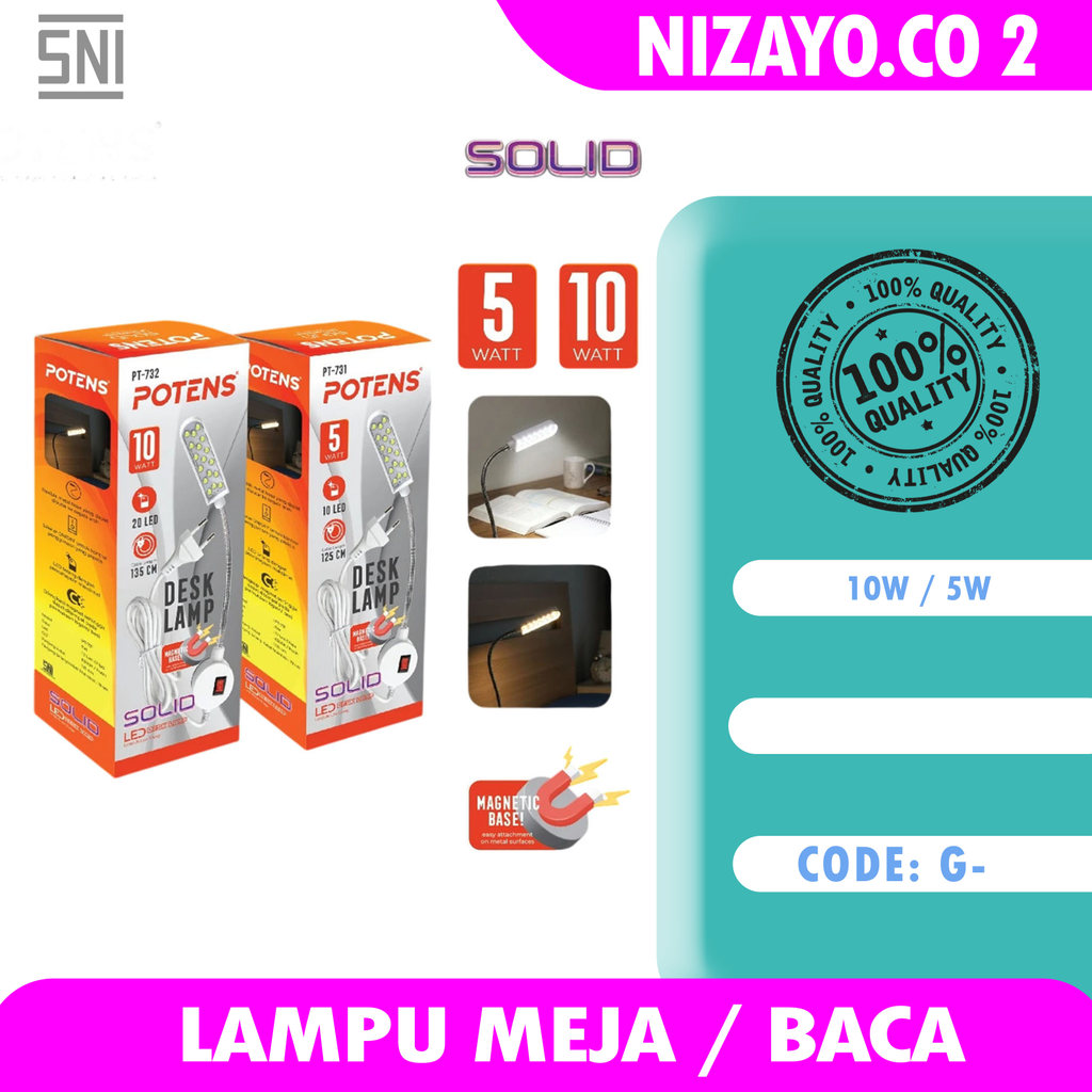 Lampu Meja Portable Desk Lamp 10 LED / 20 LED Dudukan Magnet Kuat