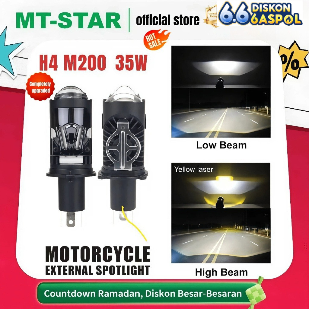 Lampu LED Proyektor H4 dengan Kipas Pendingin untuk Mobil dan Motor
