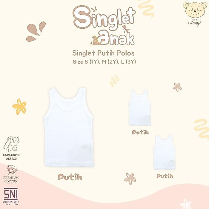 NARY Singlet Anak & Bayi - Singlet Putih Polos 0-6 Bulan & 1-3 tahun (1 pcs) - Lavie Baby House