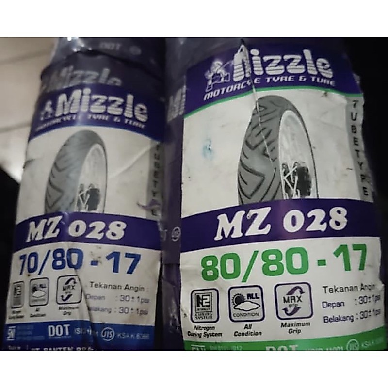 Paket Ban Mizzle MZ-028 70/80 dan 80/80 Ring 17, Tube Type