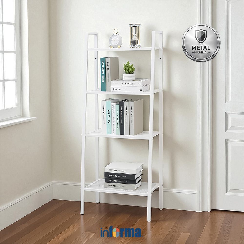 Informa Libie Rak Besi 4 Tingkat - Putih Storage Rack Metal Tempat Penyimpanan Serbaguna Rak Pajanga