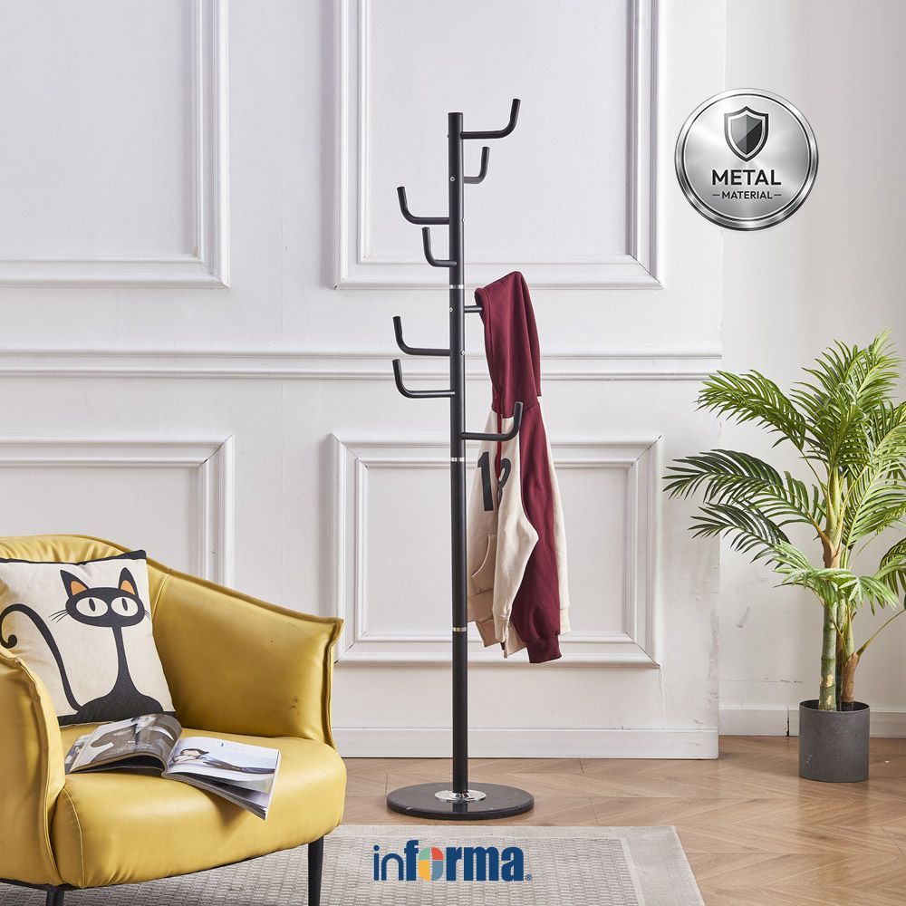 Informa Gantungan Pakaian Metal Marble Gh611 - Hitam Stand Hanger Gantungan Baju Berdiri Clothes Org