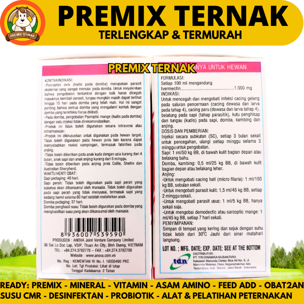 PROMO NOVA MECTIN 1% 100ml - Obat Anti Parasit Hewan Gatal Scabies Gudig Kutu Cacing Hewan Sapi Kamb