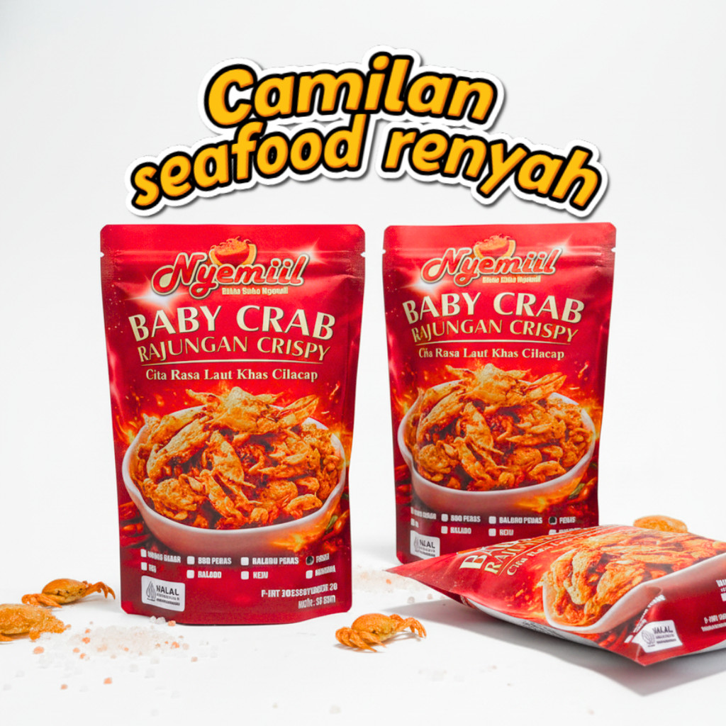 Baby Crab Krispy Rajungan Renyah Snack Seafood Halal Sehat Bayi Kepiting Original Pedas Manis