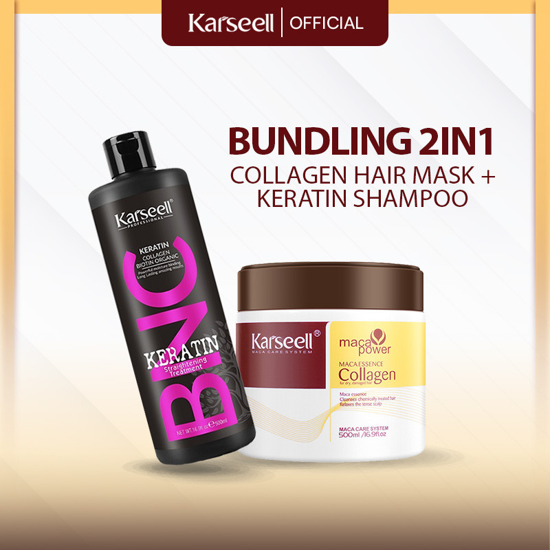 KARSEELL OFFICIAL - [ Hair Care 2 In 1 ] Karseell Keratin Shampoo + Hair Mask Collagen Smoothing Tre