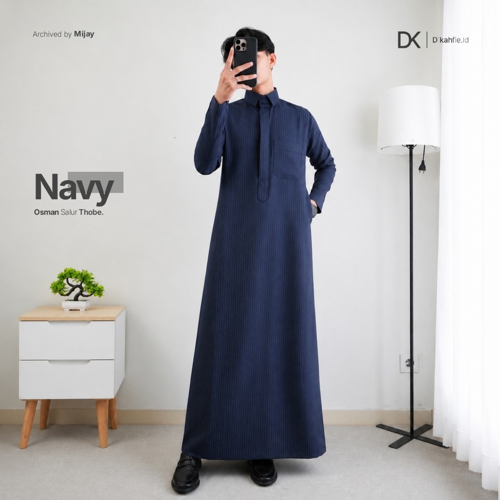 New Dkahfie Osman Thobe Series Gamis Salur Pria Slimfit Gamis Pria Gamis Slimfit