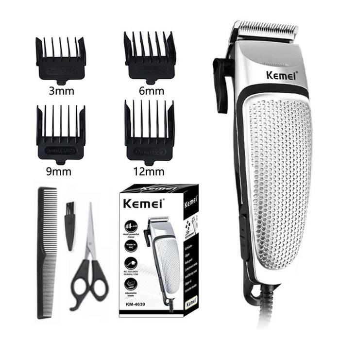 PROMO  KEMEI Alat Cukur Listrik Set Lengkap Sisir Gunting Zillo Mesin Cukur Kabel Mata Pisau Cukur B