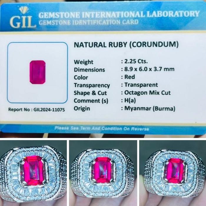 [ BAYAR DITEMPAT ] Natural RUBY Burma PIGEON Blood Plus MEMo