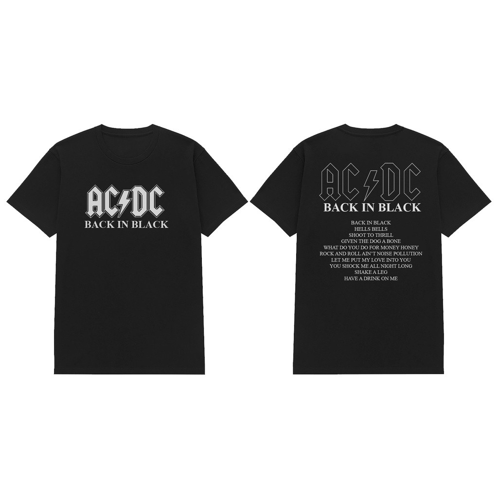 Black ID T-Shirt Band Acdc Back In Black Katun Unisex Original