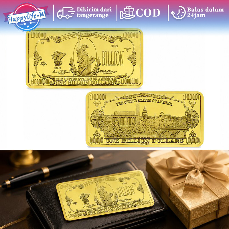 Replika Emas 1 Billion Dolar Koin Souvenir Patung Liberty Gold Bar Logam Peringatan
