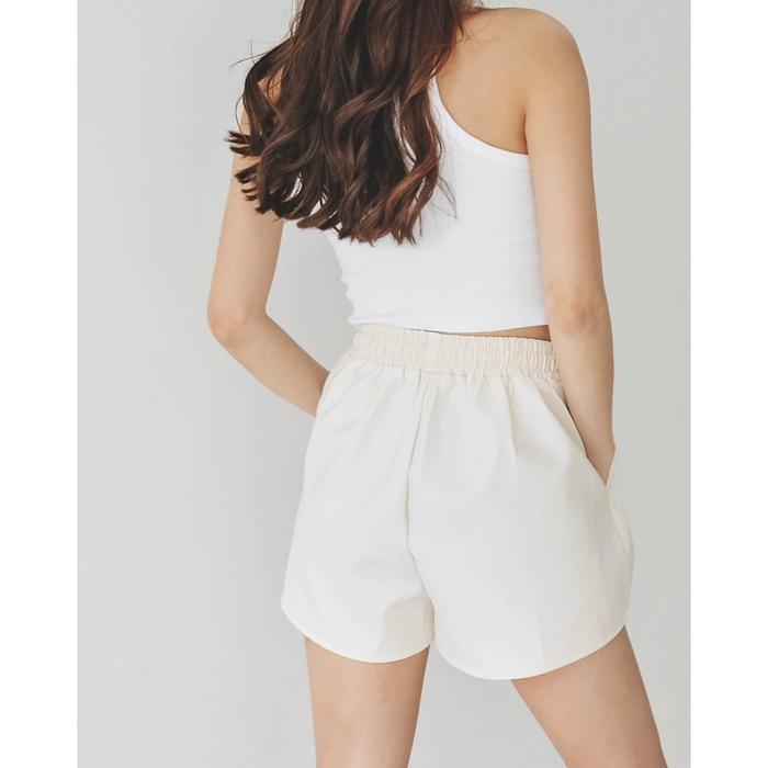 ANAIN - Maje Faux Leather Shorts - Bone