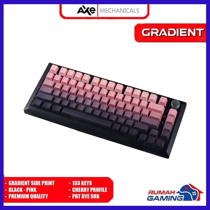 AXE MECHANICALS - Cherry - Gradient Black Pink - Side Print - Pbt + Pc - Two Color Injection -  Keyc