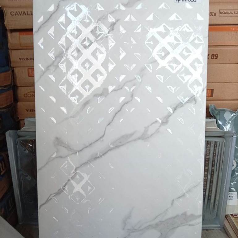 Keramik Dinding Kilap Emboss LAGUNA 25x40 Pasadena Carara