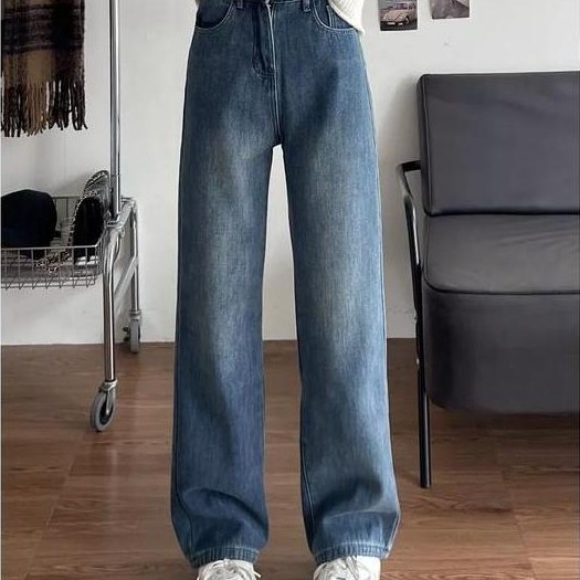 YOYO - Highwaist Celanan Jeans Wanita Kekinian korean style Celana Straight Loose Jeans Serbaguna Ka