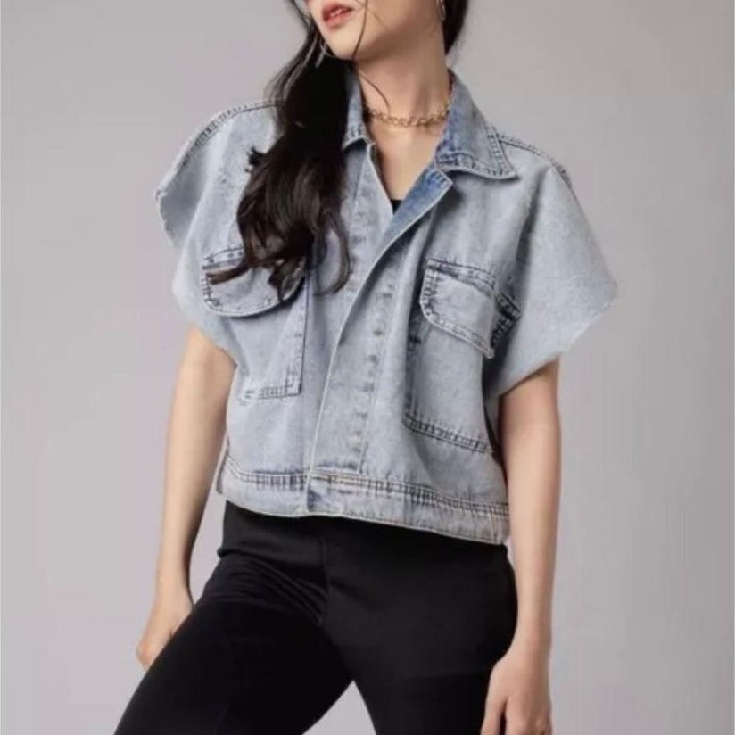 HOT SALE JACKET JEANS WANITA / JACKET ROMPI JEANS DENIM OVERSIZE Cassandra Oversize Denim Jacket Wan