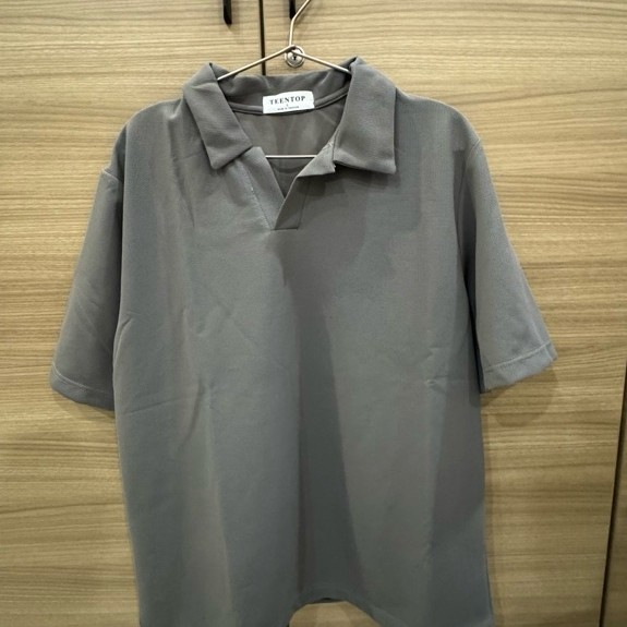 Kaos kera Teentop pria cowok premium baju polo shirt gray abu bkk