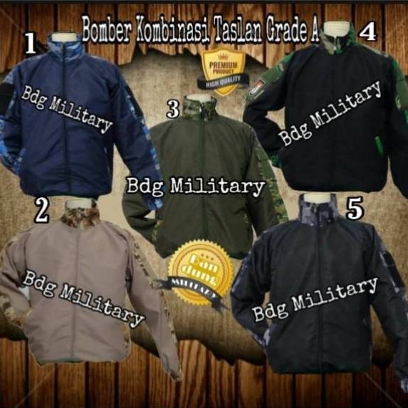 Jaket Bomber Loreng Kombinasi Taslan Flanel BDU Rompi Rajut Pria Pakaian Pria