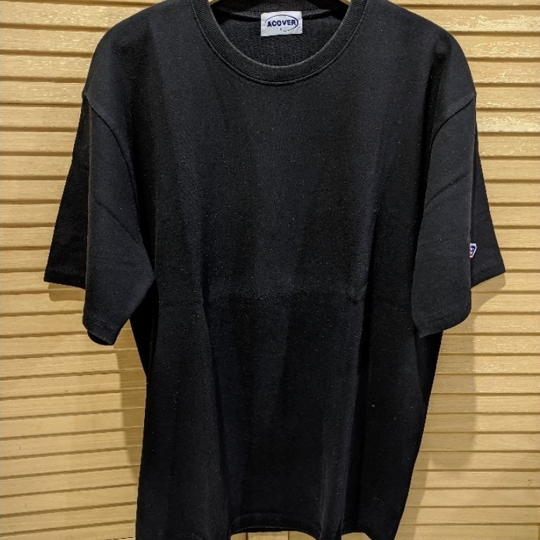 Kaos Tshirt Acover Polos Basic Tebel Logo Bordir Black Hitam