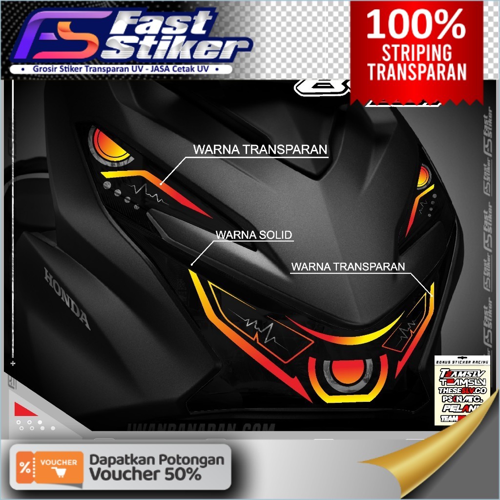 Stiker Lampu Honda Beat 2024 / Transparan Variasi Lampu Alis Beat 2024 Terbaru