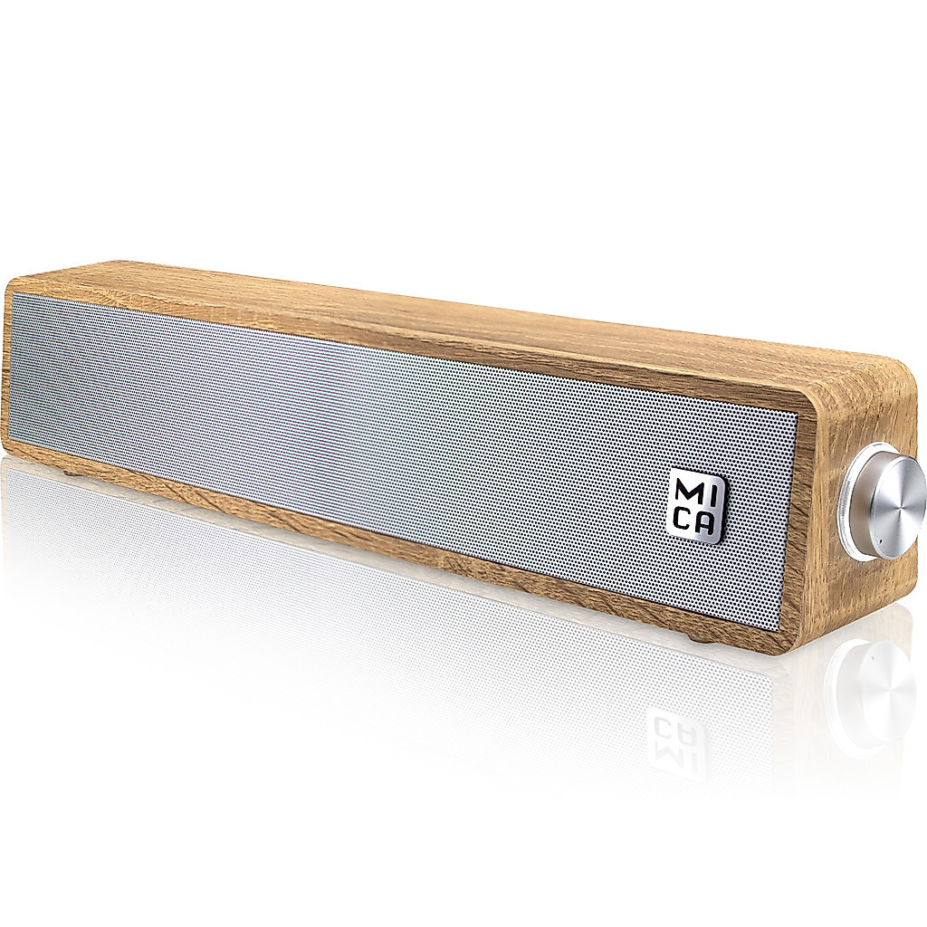 MICA Bluetooth Computer Speakers, Wooden Computer Sound Bar, Wired USB Powered PC Speakers for