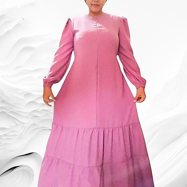 pola gamis model rok kerut bawah